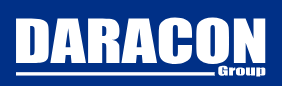 White bold text on a blue background reads "DARACON" above a white line, with the word "Group" in smaller text beneath the line on the right side.